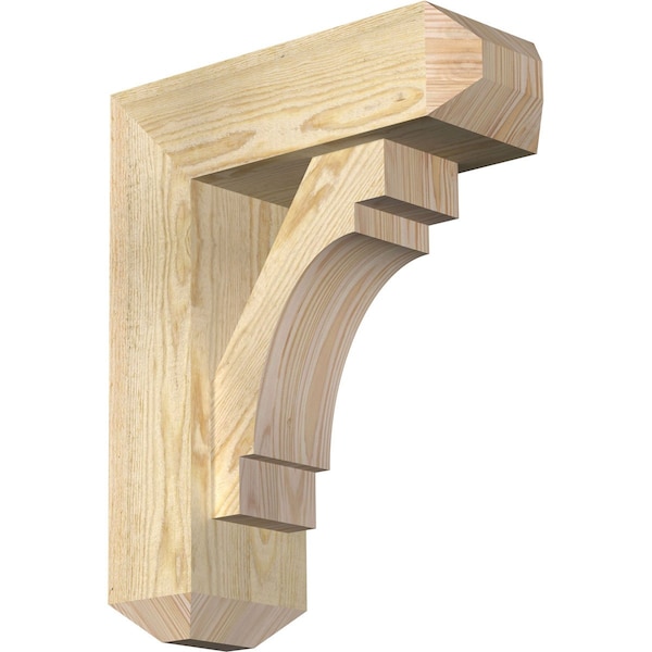 Ekena Millwork Merced Craftsman Rough Sawn Bracket w/ Offset Brace, Douglas Fir, 6"W x 16"D x 20"H BKT0604X16X20MRC04RDF - main